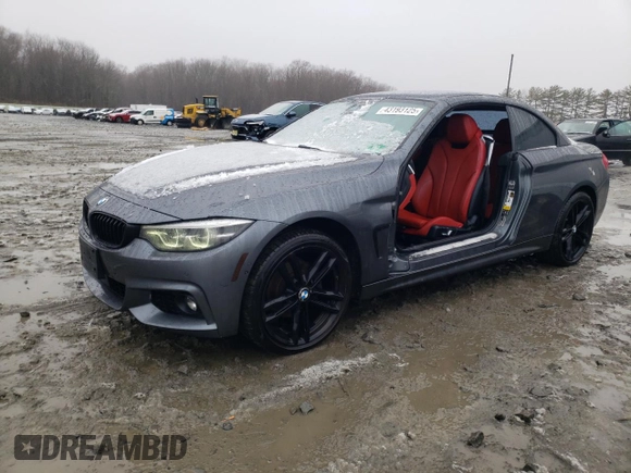 2018 BMW 4 Series 430i xDrive with VIN WBA4Z3C5XJEC55856, listed as a Copart auction lot 43193125 with 57,770 mi miles and Salvage Title. Bid and sale history available at DreamBid. Image 1.