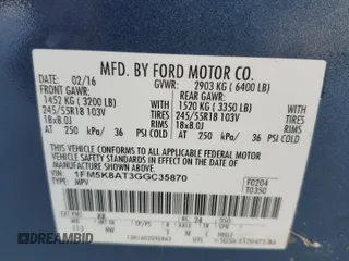 2016 Ford Utility Police Interceptor with VIN 1FM5K8AT3GGC35870, listed as a Copart auction lot 43431505 with 82,931 mi miles and Salvage Title. Bid and sale history available at carsss.com. Image 13.
