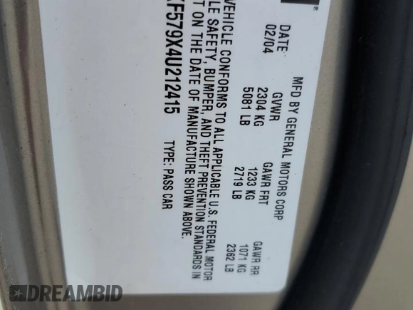 2004 Cadillac DeVille DTS z VIN 1G6KF579X4U212415, wystawiony jako Copart lot #58005555 z przebiegiem 97 663 mil mil oraz Tytuł czysty. Historia ofert i sprzedaży dostępna na DreamBid. Obrazek 12.