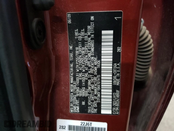 2010 Toyota Tundra z VIN 5TFUW5F19AX101415, wystawiony jako Copart lot #56232545 z przebiegiem 167 081 mil mil oraz Czysty tytuł • Clean title. Historia ofert i sprzedaży dostępna na DreamBid. Obrazek 12.