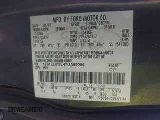 2007 Ford Explorer XLT с VIN 1FMEU73E47UA98054, выставлен на аукционе IAAI как лот 42794852 с пробегом 130 632 миль миль и . История ставок и продаж доступна на DreamBid. Изображение 9.