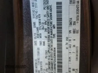2013 Ford Escape SEL с VIN 1FMCU9H97DUD89304, выставлен на аукционе Copart как лот 44326185 с пробегом 97 926 миль миль и Списание • Salvage title. История ставок и продаж доступна на DreamBid. Изображение 13.