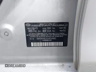 2016 Hyundai Elantra SE with VIN 5NPDH4AE0GH654960, listed as a IAAI auction lot 41089501 with 136,612 mi miles. Bid and sale history available at carsss.com. Image 9.