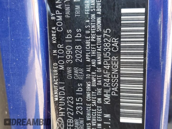 2023 Hyundai Elantra N Line z VIN KMHLR4AF4PU538275, wystawiony jako Copart lot #52669155 z przebiegiem 44 246 mil mil oraz Tytuł czysty. Historia ofert i sprzedaży dostępna na DreamBid. Obrazek 12.