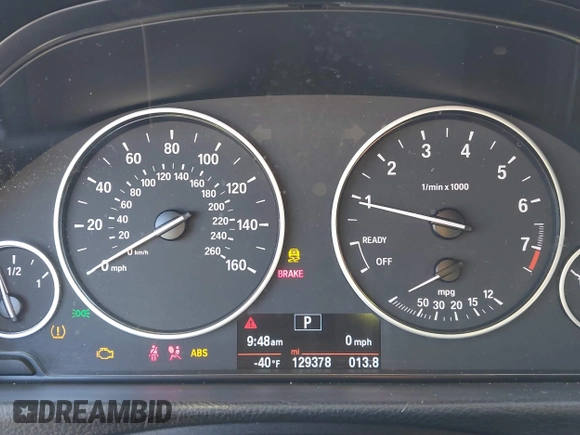2015 BMW 3 Series 328i with VIN WBA3A5C57FF609054, listed as a IAAI auction lot 41330498 with 129,378 mi miles. Bid and sale history available at carsss.com. Image 7.