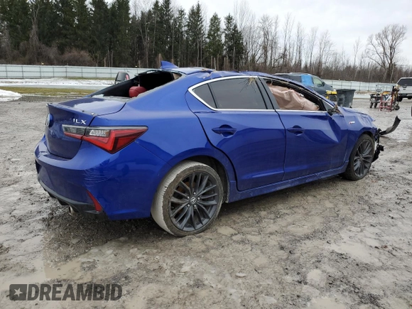 2019 Acura ILX w/Premium/A-Spec Pkg with VIN 19UDE2F81KA002043, listed as a Copart auction lot 72591162 with 83,842 mi miles. Bid and sale history available at carsss.com. Image 3.