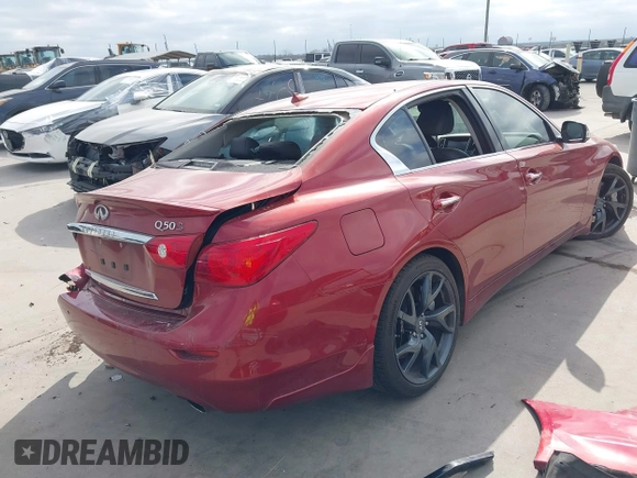 2015 Infiniti Q50 with VIN JN1BV7AP1FM347808, listed as a IAAI auction lot 41781327 with 57,140 mi miles and . Bid and sale history available at carsss.com. Image 4.