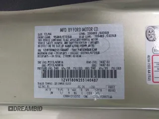 2005 Ford Mustang Deluxe с VIN 1ZVFT80N255140487, выставлен на аукционе IAAI как лот 42643309 с пробегом 153 782 миль миль и . История ставок и продаж доступна на DreamBid. Изображение 9.