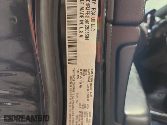 2021 Jeep Grand Cherokee Limited with VIN 1C4RJFBG5MC508504, listed as a Copart auction lot 61077085 with 145,167 mi miles and Clean title. Bid and sale history available at DreamBid. Image 13.