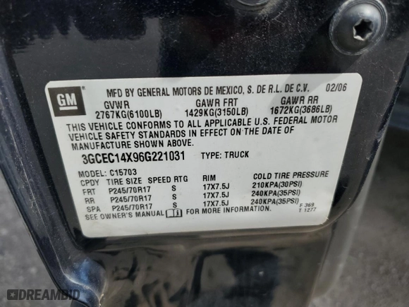 2006 Chevrolet Silverado 1500 LS with VIN 3GCEC14X96G221031, listed as a Copart auction lot 69818934 with 124,520 mi miles and Salvage Title. Bid and sale history available at carsss.com. Image 12.