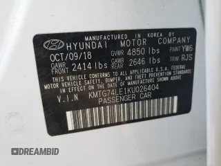 2019 Genesis G70 Advanced with VIN KMTG74LE1KU026404, listed as a Copart auction lot 81963124 with 65,918 mi miles and Salvage Title. Bid and sale history available at DreamBid. Image 12.
