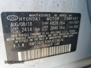 2019 Genesis G70 Advanced with VIN KMTG44LA9KU019674, listed as a Copart auction lot 63004515 with 60,493 mi miles and Salvage title. Bid and sale history available at DreamBid. Image 12.