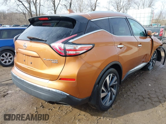 2017 Nissan Murano S with VIN 5N1AZ2MH6HN103570, listed as a IAAI auction lot 41534592 with 104,057 mi miles and . Bid and sale history available at DreamBid. Image 4.