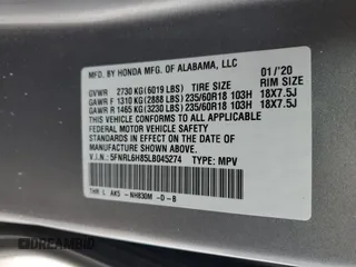 2020 Honda Odyssey Touring with VIN 5FNRL6H85LB045274, listed as a Copart auction lot 41745745 with 63,771 mi miles and Salvage title. Bid and sale history available at DreamBid. Image 13.