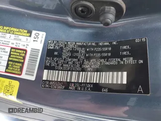 2015 Toyota Sienna Limited with VIN 5TDDK3DC8FS102900, listed as a IAAI auction lot 42449627 with 85,261 mi miles and . Bid and sale history available at DreamBid. Image 9.