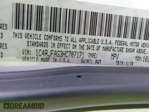 2017 Jeep Grand Cherokee Altitude z VIN 1C4RJFAG3HC707171, wystawiony jako IAAI lot #42145431 z przebiegiem 82 199 mil mil oraz . Historia ofert i sprzedaży dostępna na DreamBid. Obrazek 9.