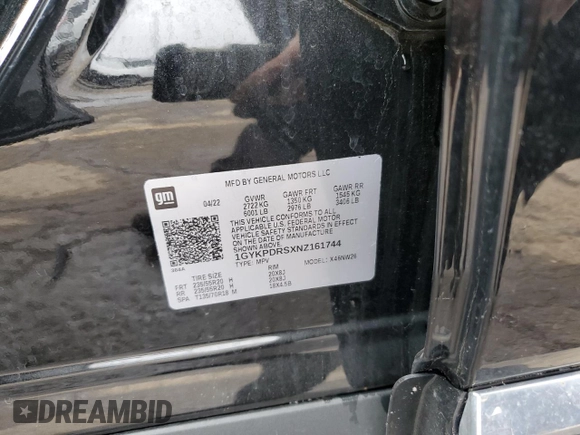 2022 Cadillac XT6 Premium Luxury z VIN 1GYKPDRSXNZ161744, wystawiony jako Copart lot #54901995 z przebiegiem 24 994 mil mil oraz Szkoda całkowita • Salvage title. Historia ofert i sprzedaży dostępna na DreamBid. Obrazek 13.