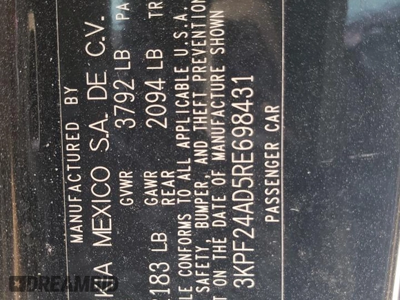 2024 Kia Forte LXS with VIN 3KPF24AD5RE698431, listed as a Copart auction lot 61328364 with 23,113 mi miles and Salvage Title. Bid and sale history available at DreamBid. Image 13.