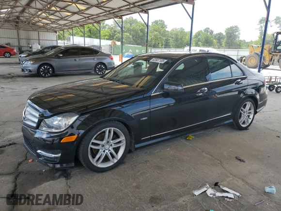 2012 Mercedes-Benz C 250 Sport with VIN WDDGF4HB8CA597638, listed as a Copart auction lot 62937105 with 101,099 mi miles and Salvage title. Bid and sale history available at DreamBid. Image 1.