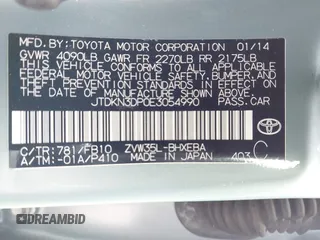 2014 Toyota Prius z VIN JTDKN3DP0E3054990, wystawiony jako IAAI lot #41816522 z przebiegiem 131 239 mil mil oraz . Historia ofert i sprzedaży dostępna na DreamBid. Obrazek 9.
