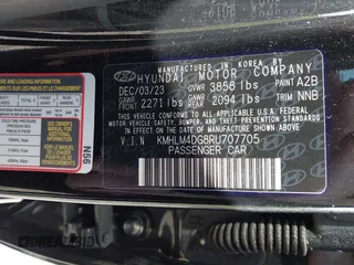 2024 Hyundai Elantra SEL with VIN KMHLM4DG8RU707705, listed as a IAAI auction lot 41523436 with 17,494 mi miles and . Bid and sale history available at DreamBid. Image 9.
