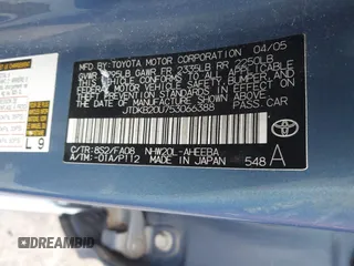2005 Toyota Prius with VIN JTDKB20U753066388, listed as a IAAI auction lot 41947528 with 172,873 mi miles. Bid and sale history available at carsss.com. Image 9.