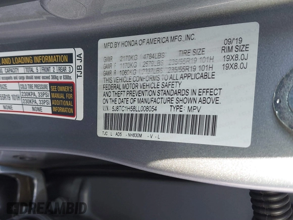 2020 Acura RDX Technology z VIN 5J8TC1H58LL008054, wystawiony jako IAAI lot #41336305 z przebiegiem 42 341 mil mil oraz . Historia ofert i sprzedaży dostępna na DreamBid. Obrazek 9.