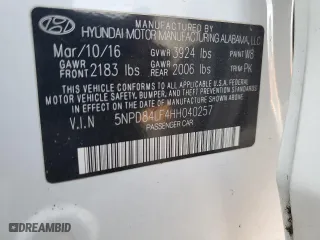 2017 Hyundai Elantra SE with VIN 5NPD84LF4HH040257, listed as a Copart auction lot 46703985 with 72,634 mi miles and Salvage Title. Bid and sale history available at carsss.com. Image 14.