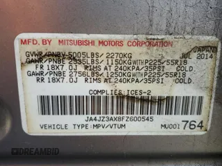 2015 Mitsubishi Outlander SE with VIN JA4JZ3AX8FZ600545, listed as a Copart auction lot 64548555 with 200,866 mi miles and Salvage title. Bid and sale history available at DreamBid. Image 14.