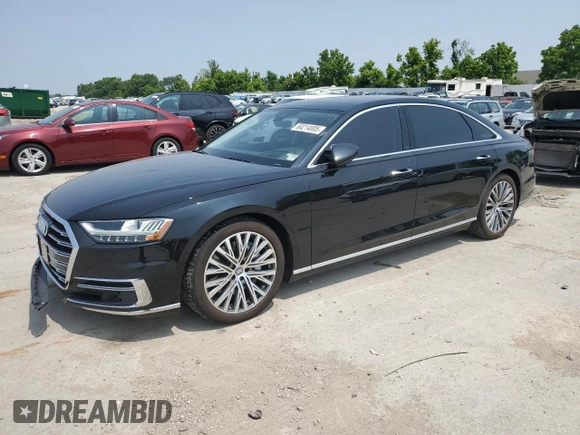 2019 Audi A8 with VIN WAU8DAF82KN020487, listed as a Copart auction lot 60214005 with 75,895 mi miles and Salvage title. Bid and sale history available at DreamBid. Image 1.