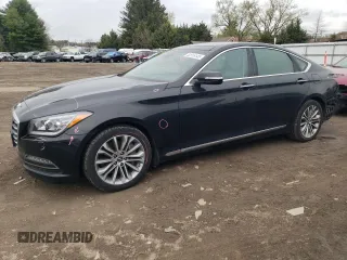 2017 Genesis G80 3.8L with VIN KMHGN4JE8HU211903, listed as a Copart auction lot 52516145 with 86,897 mi miles and Salvage title. Bid and sale history available at DreamBid. Image 1.