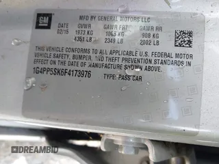 2015 Buick Verano with VIN 1G4PP5SK6F4173976, listed as a IAAI auction lot 41991497 with 173,579 mi miles. Bid and sale history available at carsss.com. Image 9.