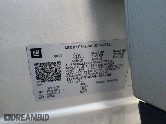2021 Cadillac XT4 AWD Sport with VIN 1GYFZFR48MF007798, listed as a Copart auction lot 86557574 with 29,462 mi miles and Salvage title. Bid and sale history available at DreamBid. Image 15.