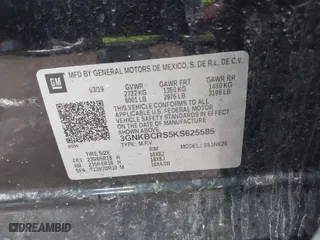 2019 Chevrolet Blazer with VIN 3GNKBCRS5KS625585, listed as a IAAI auction lot 41733375 with 78,065 mi miles. Bid and sale history available at carsss.com. Image 9.