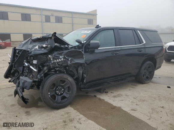 2023 Chevrolet Tahoe Commercial with VIN 1GNSCLED1PR490748, listed as a Copart auction lot 85217394 with 0 mi miles and Salvage Title. Bid and sale history available at carsss.com. Image 1.
