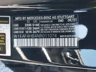 2022 Mercedes-Benz C 300 with VIN W1KAF4HB4NR011074, listed as a IAAI auction lot 42077950 with 16,438 mi miles and . Bid and sale history available at DreamBid. Image 9.