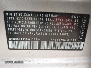 2013 Volkswagen Golf w/Conv & Sunroof с VIN WVWDB7AJ3DW131454, выставлен на аукционе IAAI как лот 41844393 с пробегом 174 704 миль миль и . История ставок и продаж доступна на DreamBid. Изображение 9.