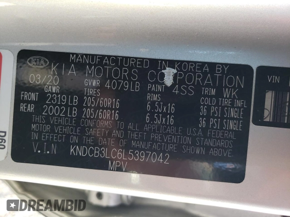 2020 Kia Niro LXS with VIN KNDCB3LC6L5397042, listed as a Copart auction lot 48402995 with 133,882 mi miles and Salvage Title. Bid and sale history available at carsss.com. Image 13.