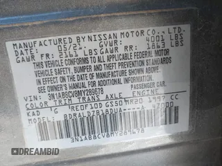 2021 Nissan Sentra SV with VIN 3N1AB8CV8MY289678, listed as a IAAI auction lot 41741573 with 26,474 mi miles. Bid and sale history available at carsss.com. Image 9.