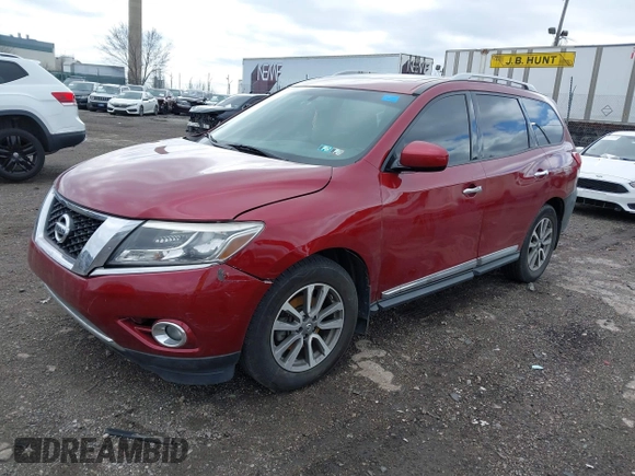 2013 Nissan Pathfinder SV with VIN 5N1AR2MM0DC654824, listed as a IAAI auction lot 41747859 with 162,673 mi miles. Bid and sale history available at carsss.com. Image 2.