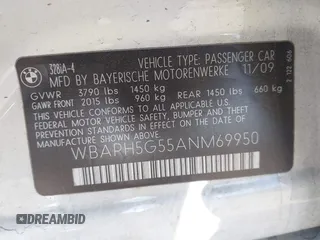 2010 BMW 3 Series 328i with VIN WBAPH5G55ANM69950, listed as a IAAI auction lot 41870531 with 77,197 mi miles and . Bid and sale history available at DreamBid. Image 9.
