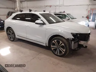 2020 Audi Q8 Premium Plus with VIN WA1EVBF17LD019364, listed as a IAAI auction lot 41822121 with 67,602 mi miles and . Bid and sale history available at DreamBid. Image 1.