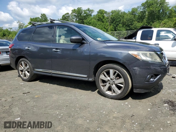 2013 Nissan Pathfinder Platinum with VIN 5N1AR2MM6DC672311, listed as a Copart auction lot 58985895 with 160,552 mi miles and Salvage title. Bid and sale history available at DreamBid. Image 4.