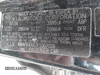 2015 Kia Forte LX with VIN KNAFK4A67F5307026, listed as a IAAI auction lot 41845331 with 163,865 mi miles. Bid and sale history available at carsss.com. Image 9.