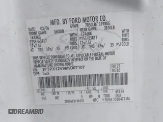 2006 Ford F-150 XL с VIN 1FTPX12V96KD07107, выставлен на аукционе IAAI как лот 42419572 с пробегом 220 027 миль миль и . История ставок и продаж доступна на DreamBid. Изображение 9.