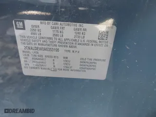 2010 Chevrolet Equinox LT w/1LT with VIN 2CNALDEW0A6353195, listed as a IAAI auction lot 41833815 with 127,836 mi miles. Bid and sale history available at carsss.com. Image 9.