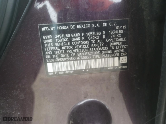 2015 Honda Fit EX-L with VIN 3HGGK5H8XFM769953, listed as a Copart auction lot 46227785 with 100,553 mi miles and Salvage Title. Bid and sale history available at carsss.com. Image 12.