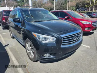2013 Infiniti JX35 with VIN 5N1AL0MMXDC328874, listed as a IAAI auction lot 41928856 with 153,605 mi miles. Bid and sale history available at carsss.com. Image 1.