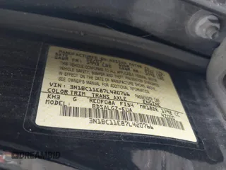 2007 Nissan Versa 1.8 SL with VIN 3N1BC11E87L420766, listed as a IAAI auction lot 41536424 with 93,567 mi miles. Bid and sale history available at carsss.com. Image 9.