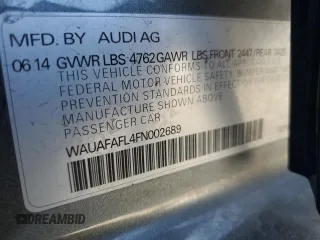 2015 Audi A4 Premium с VIN WAUAFAFL4FN002689, выставлен на аукционе Copart как лот 55264125 с пробегом 70 939 миль миль и Списание • Salvage title. История ставок и продаж доступна на DreamBid. Изображение 13.